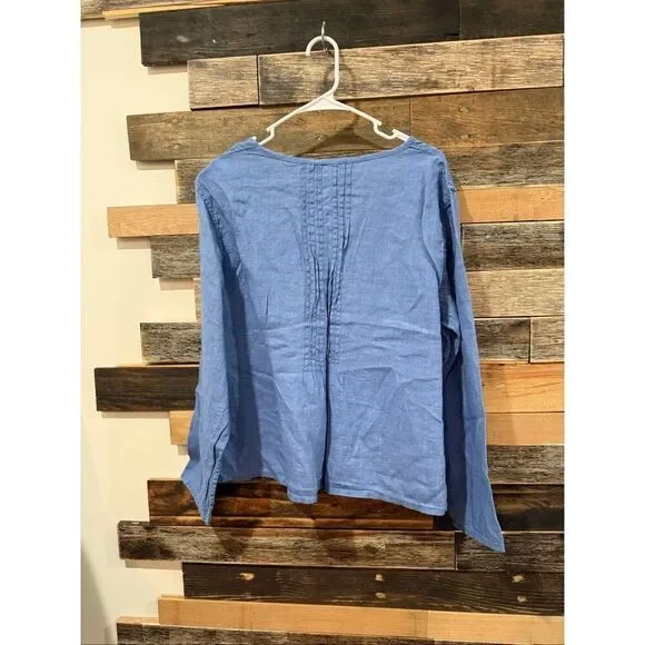 Flax NWOT linen button front blouse top boho lagenlook size Medium - Picture 3 of 7